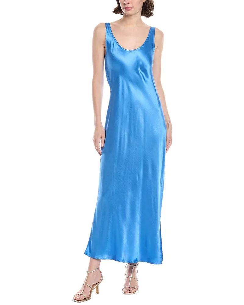 Enza Costa Satin Tank Maxi Dress Blue