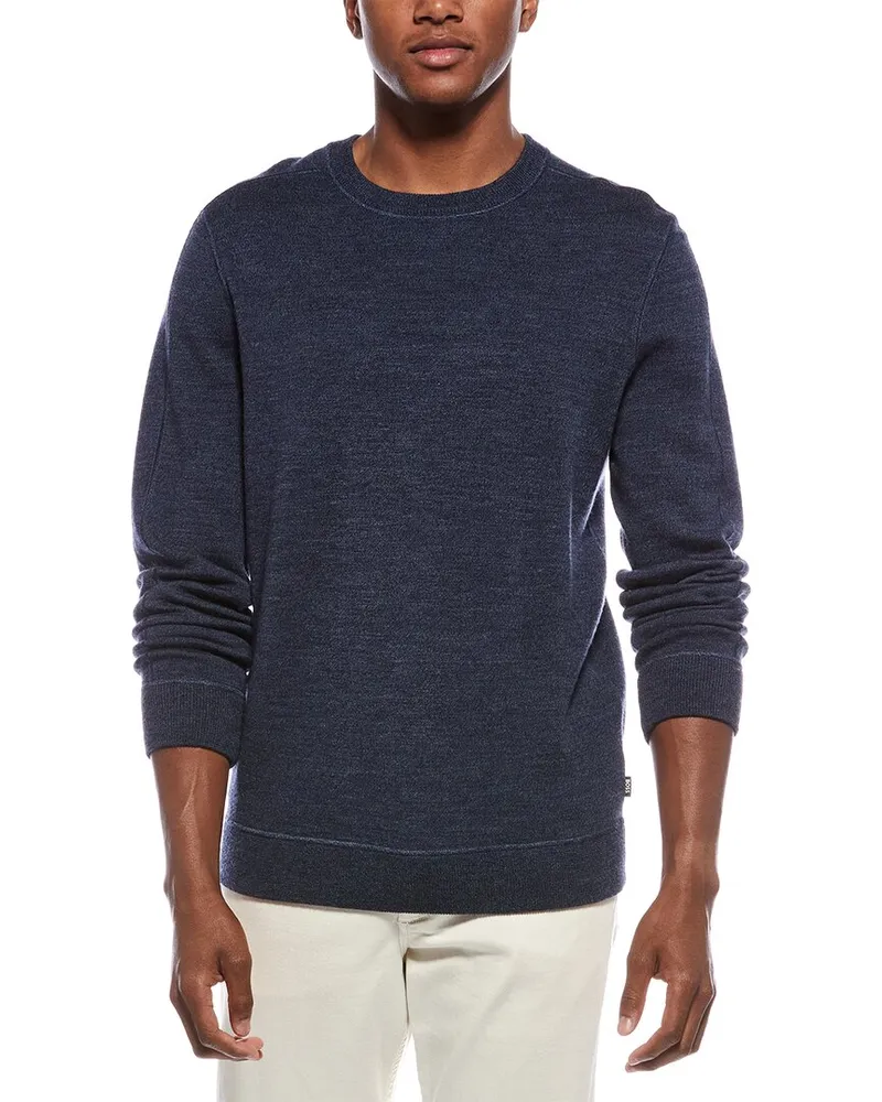 HUGO BOSS Wool Crewneck Sweater Blue