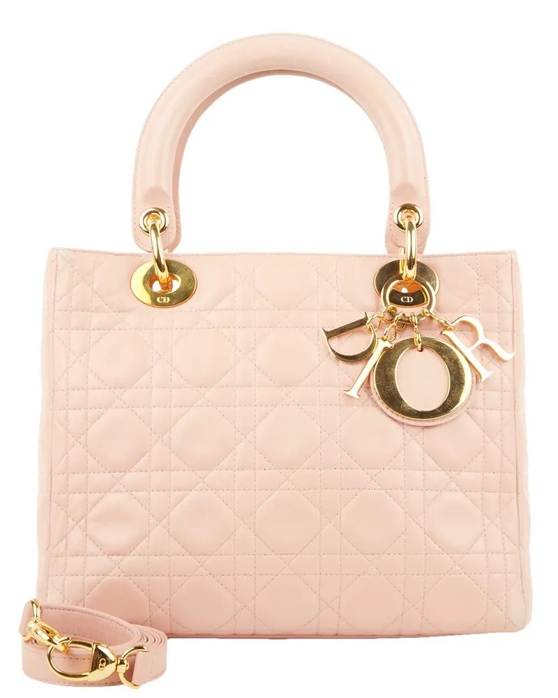 Dior Pink Cannage Leather Lady Dior (Authentic Pre-Loved Nocolor