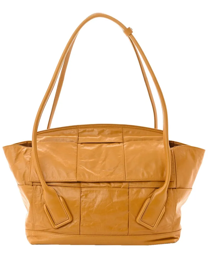 Bottega Veneta Yellow Maxi Intrecciato Leather Paper Maxi Medium Arco Slouch  (Authentic Pre-Loved Nocolor