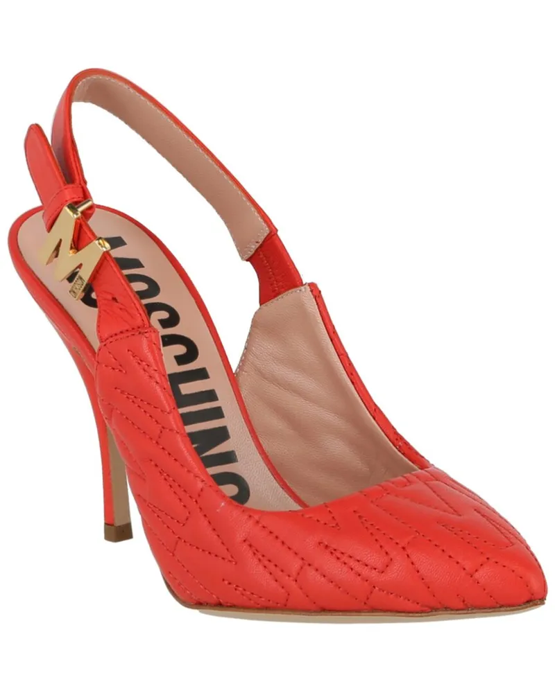 Moschino Logo Leather Slingback Pump Orange