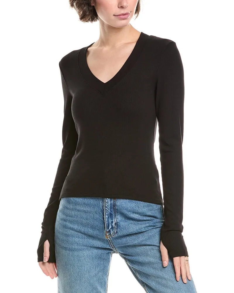LnA Clothing Elinda Ribbed Top Black