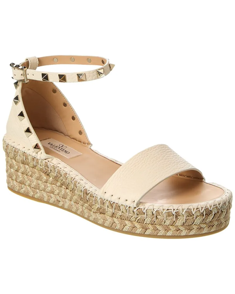 Valentino Garavani Rockstud 55 Grainy Leather Platform Sandal Nocolor