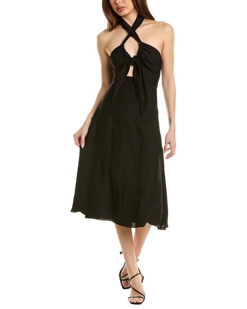 Sandro Halter Midi Dress Black