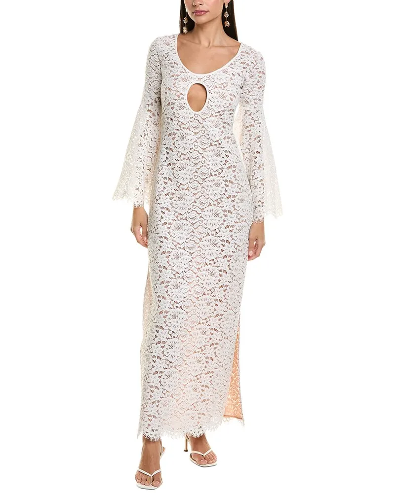 Michael Kors Lace Flare Silk-Lined Gown White