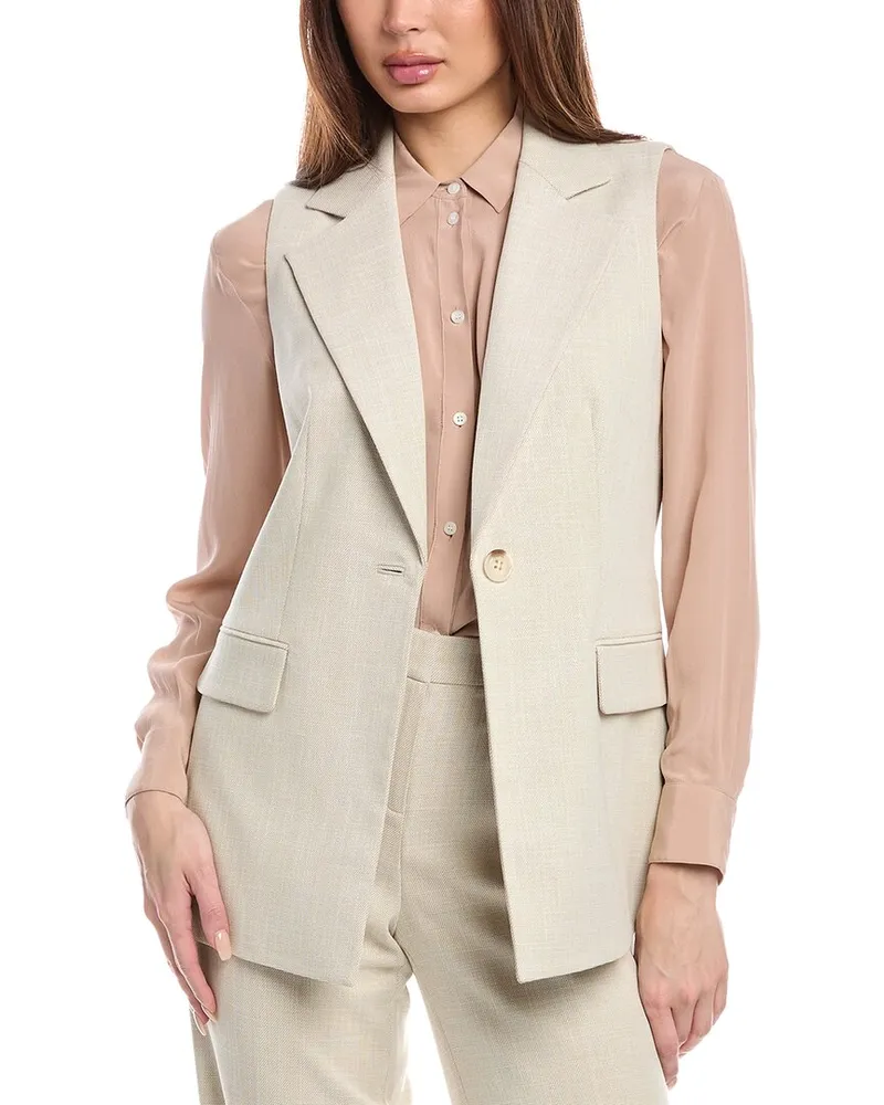 Anne Klein Notch Collar Vest Beige