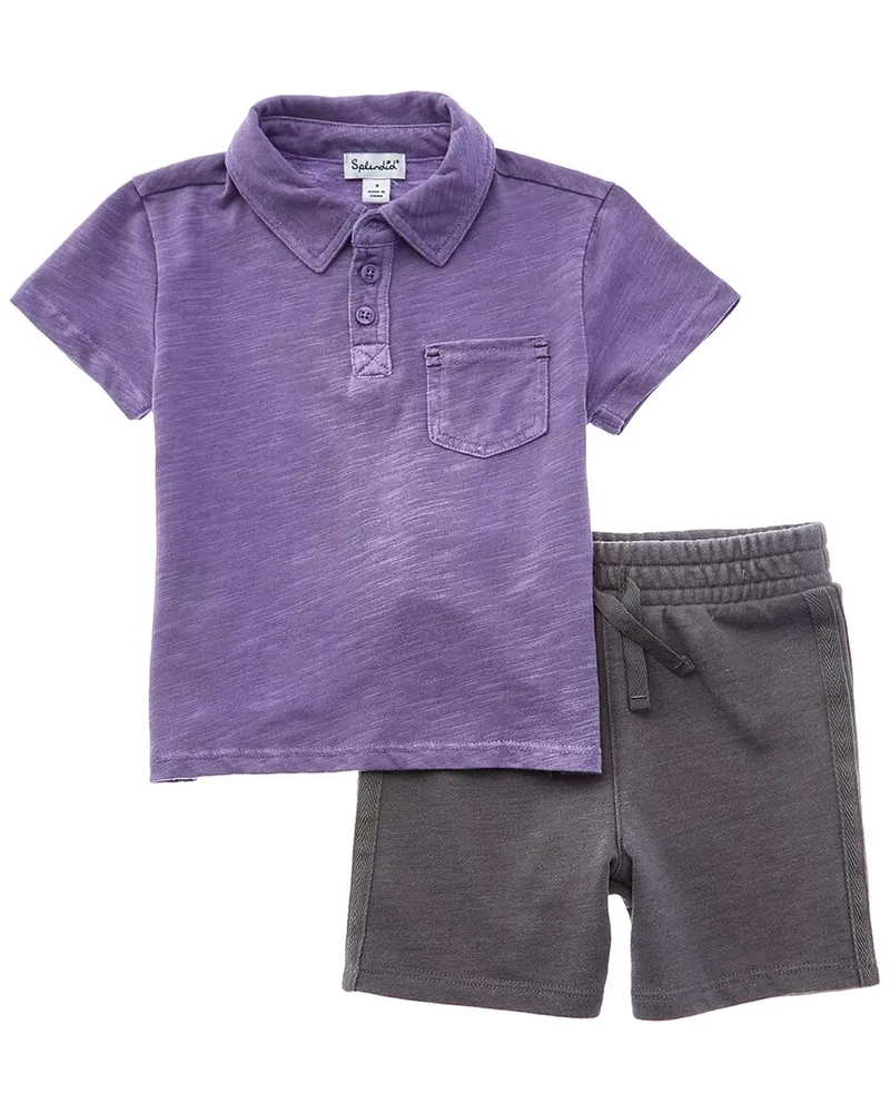 Splendid 2pc Polo Shirt & Short Set Purple