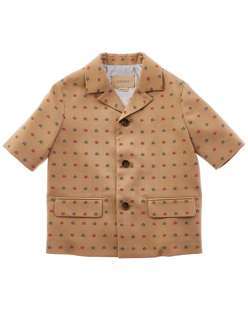 Gucci GG Stars Wool-Blend Shirt Brown