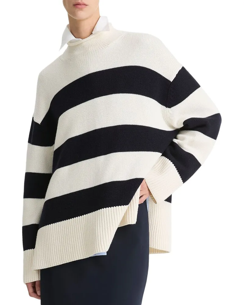 Vince Oversized Striped Roll Neck Pullover Nocolor
