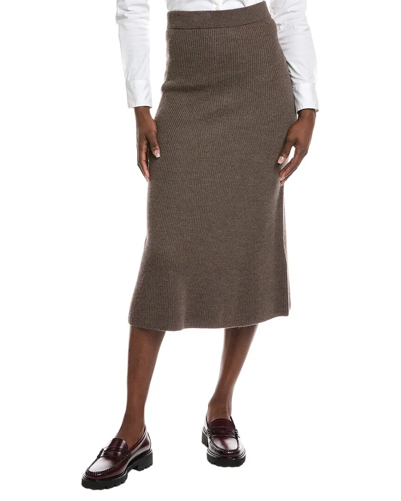 Max Mara Agile Rib Wool Sweater Skirt Brown