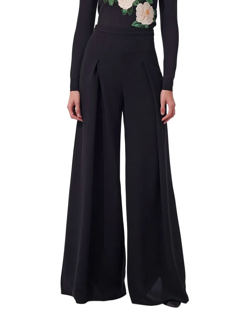 Carolina Herrera New York High-Waist Wide Leg Wool-Blend Pant Black