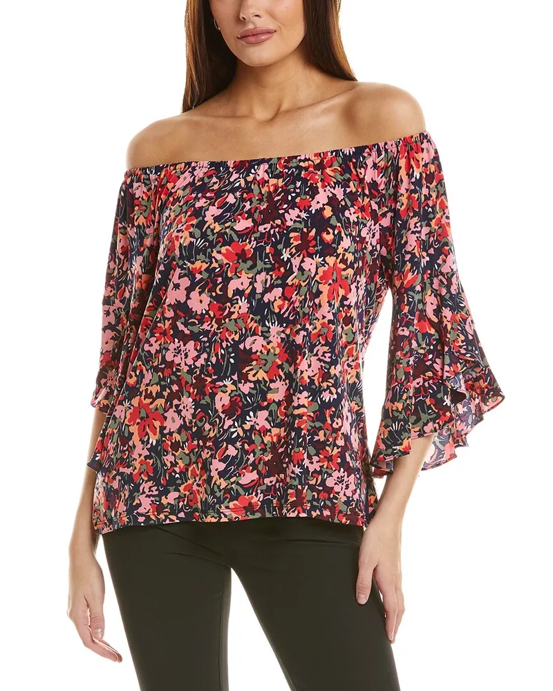 Vince Camuto 3/4 Flutter Sleeve Boatneck Blouse Nocolor