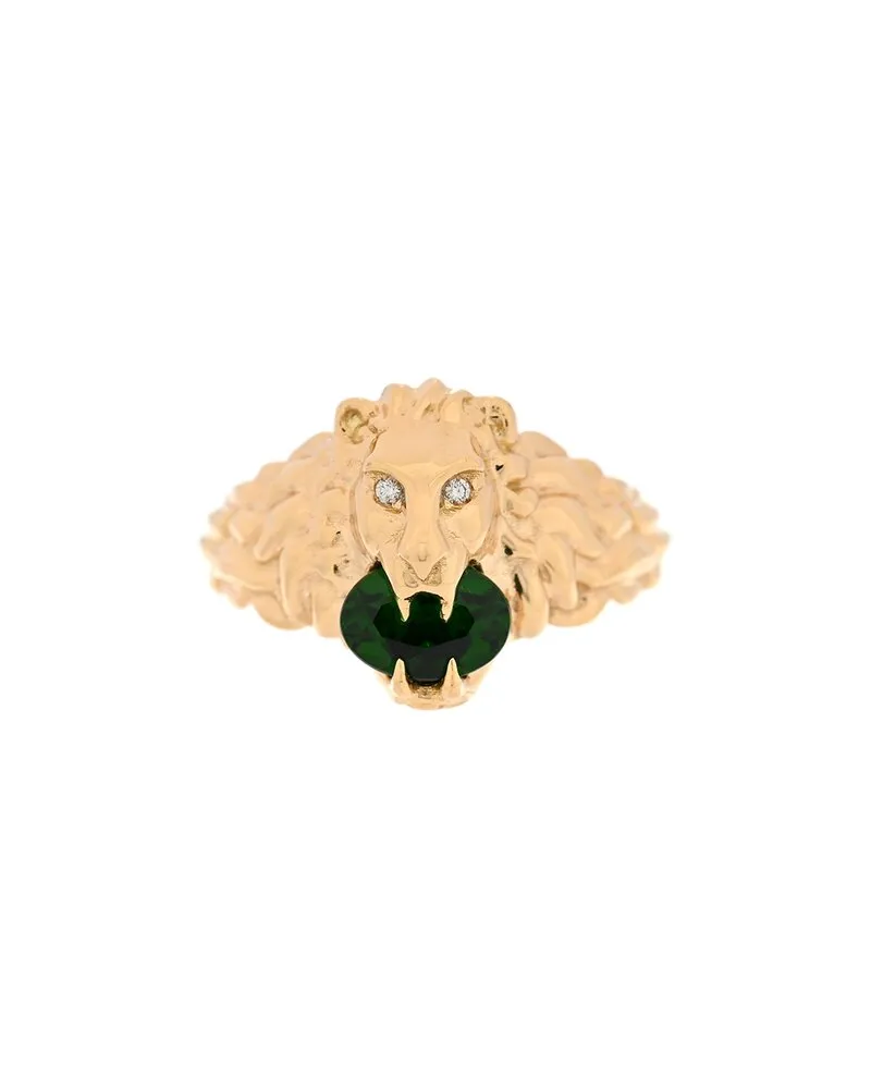 Gucci 18K Diamond Chrome Diopside Lion Head Ring 50 5.5 (Authentic Pre-Loved Nocolor