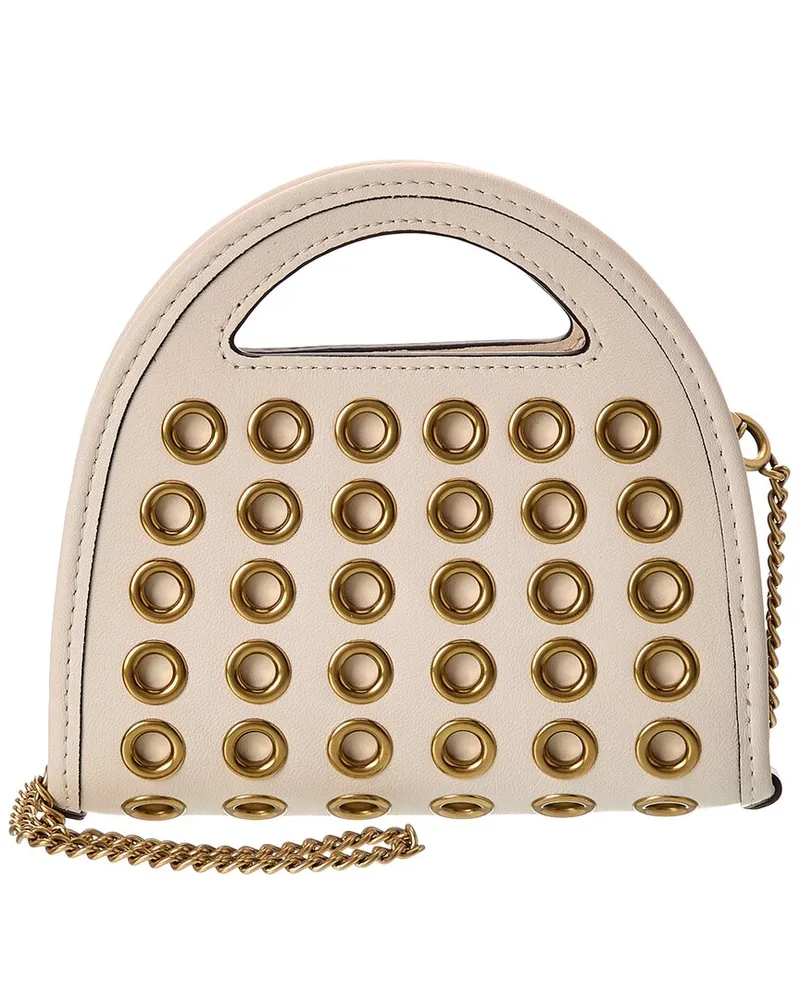 Coach Grommets Top Handle Leather Card Case White