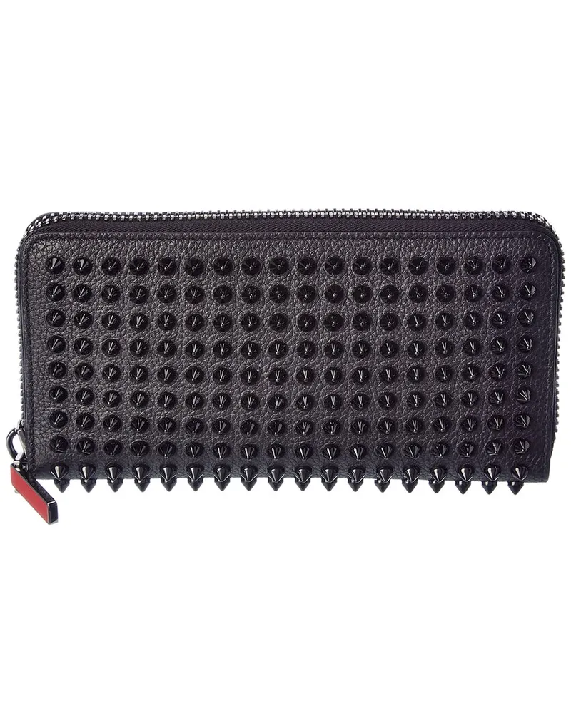 Christian Louboutin Panettone Spiked Leather Zip Around Wallet Grey
