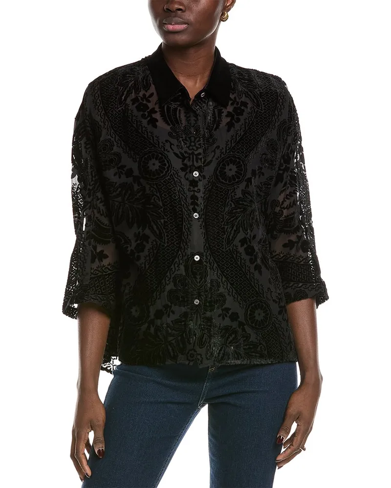 Vince Camuto Velvet Burnout Blouse Black