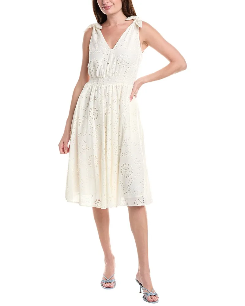 Anne Klein Broidery Midi Dress White