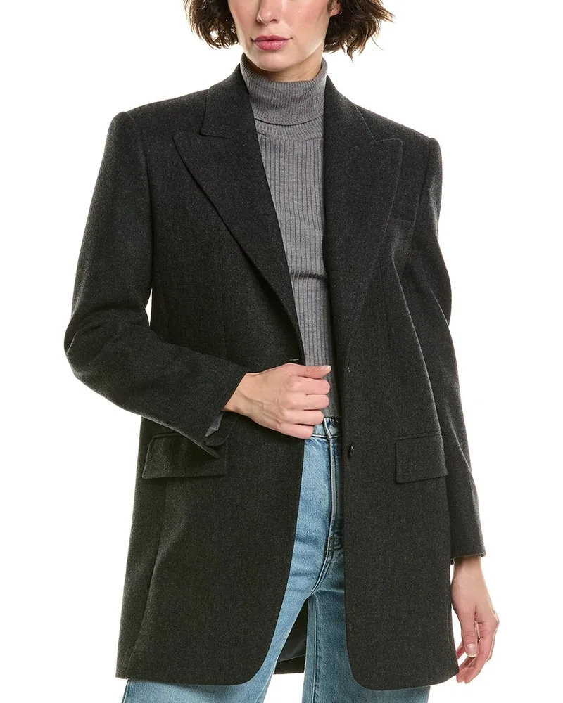 Michael Kors Boyfriend Wool & Silk-Blend Blazer Grey