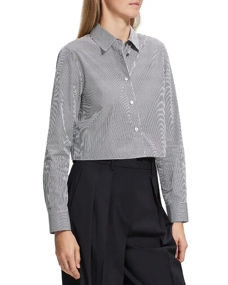 Theory Crop Classic Shirt Blue