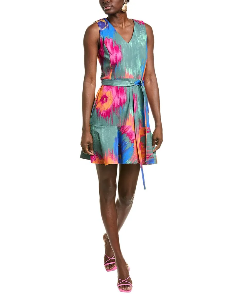 NATORI Multi Floral Mini Dress Red