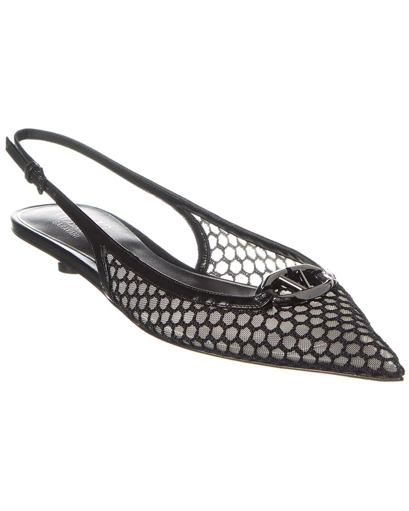 Valentino Garavani VLogo Mesh & Leather Slingback Nocolor