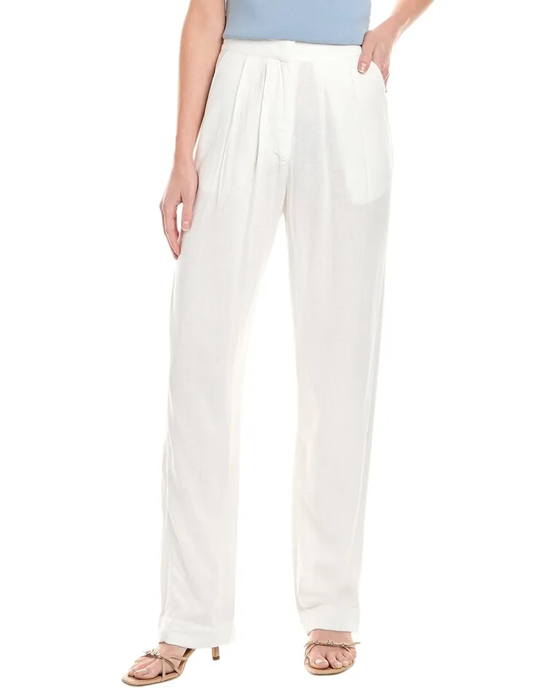 WeWoreWhat Pleated Linen-Blend Pant White