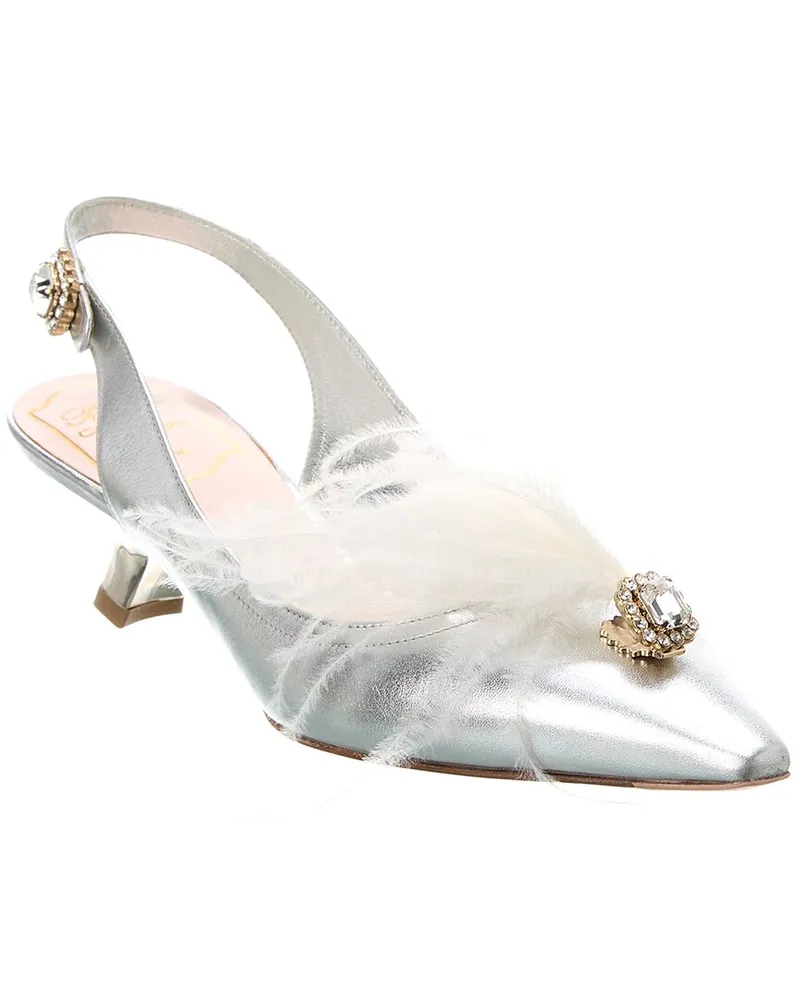 Roger Vivier Leather Slingback Pump Silver