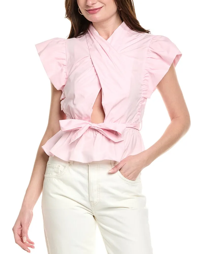 Derek Lam Derek Lam Crosby Brynn Ruffle Wrap Top Pink
