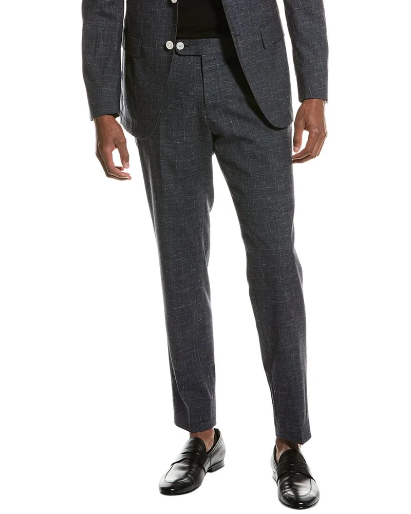 HUGO BOSS Genius Slim Fit Wool, Silk, & Linen-Blend Pant Blue
