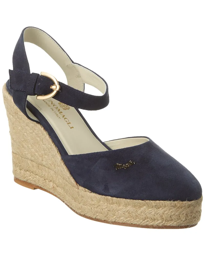 Bruno Magli Mares Suede Wedge Sandal Blue
