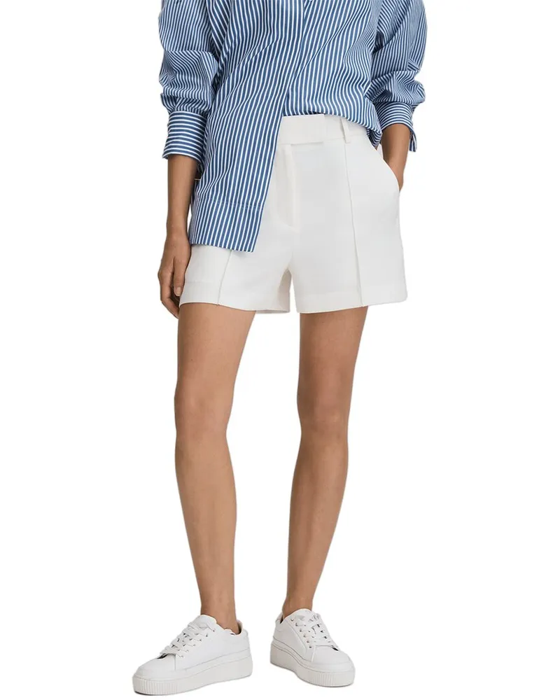 Reiss Sienna Crepe Pleated Short White