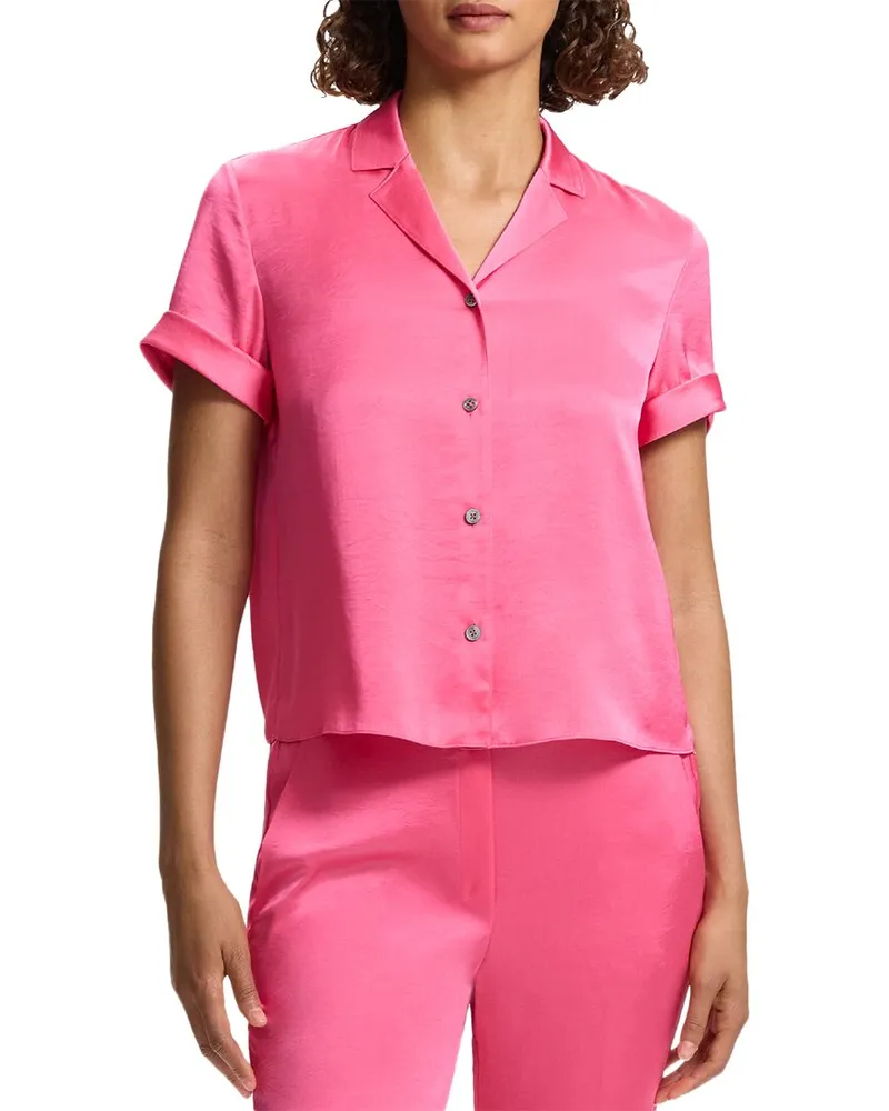 Theory Crushed Satin Camp Shirt Nocolor