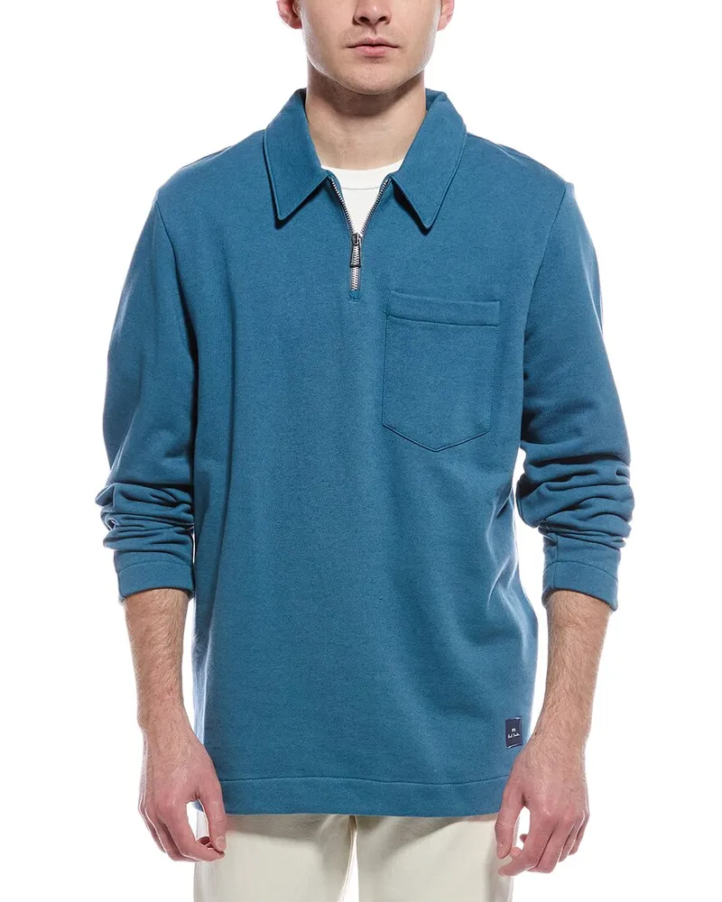 Paul Smith 1/4-Zip Linen-Blend Sweatshirt Blue