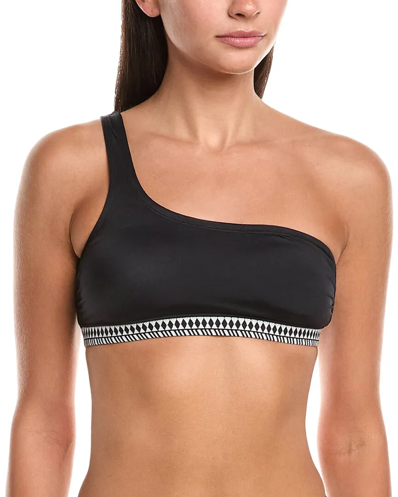 lemlem Lena One-Shoulder Bikini Top Black