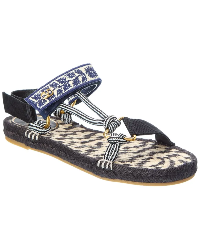 Valentino Garavani Lake Powell Leather-Trim Sandal Blue