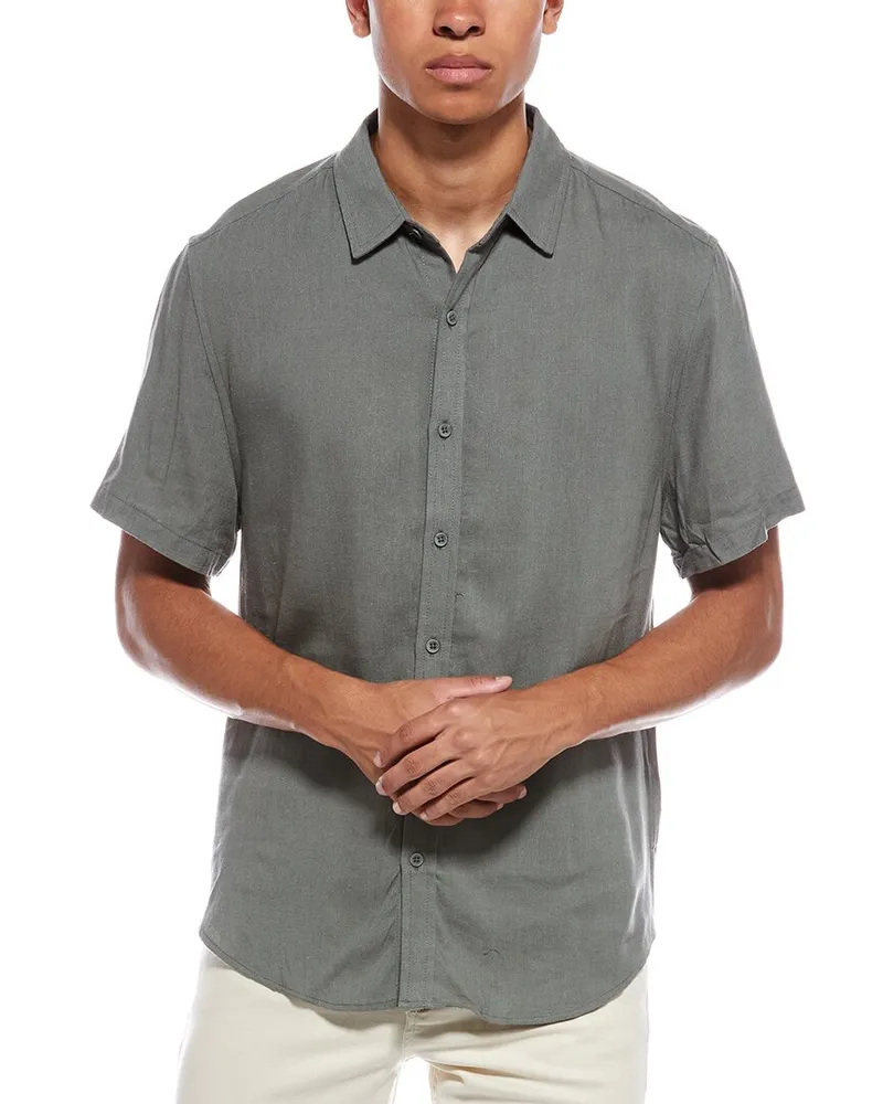 Onia Standard Linen-Blend Shirt Green