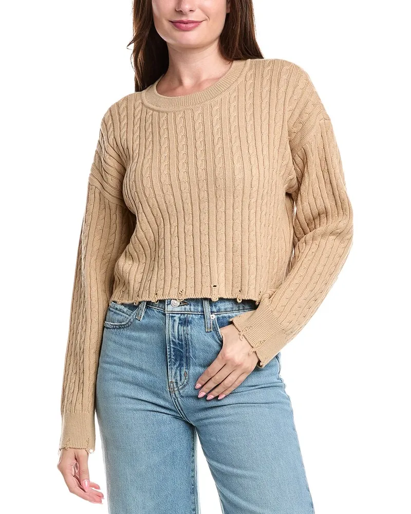 Sandro Cropped Wool-Blend Sweater Beige