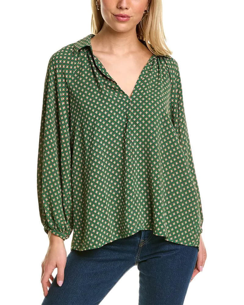 Traffic People Balloon Sleeve Blouse Green