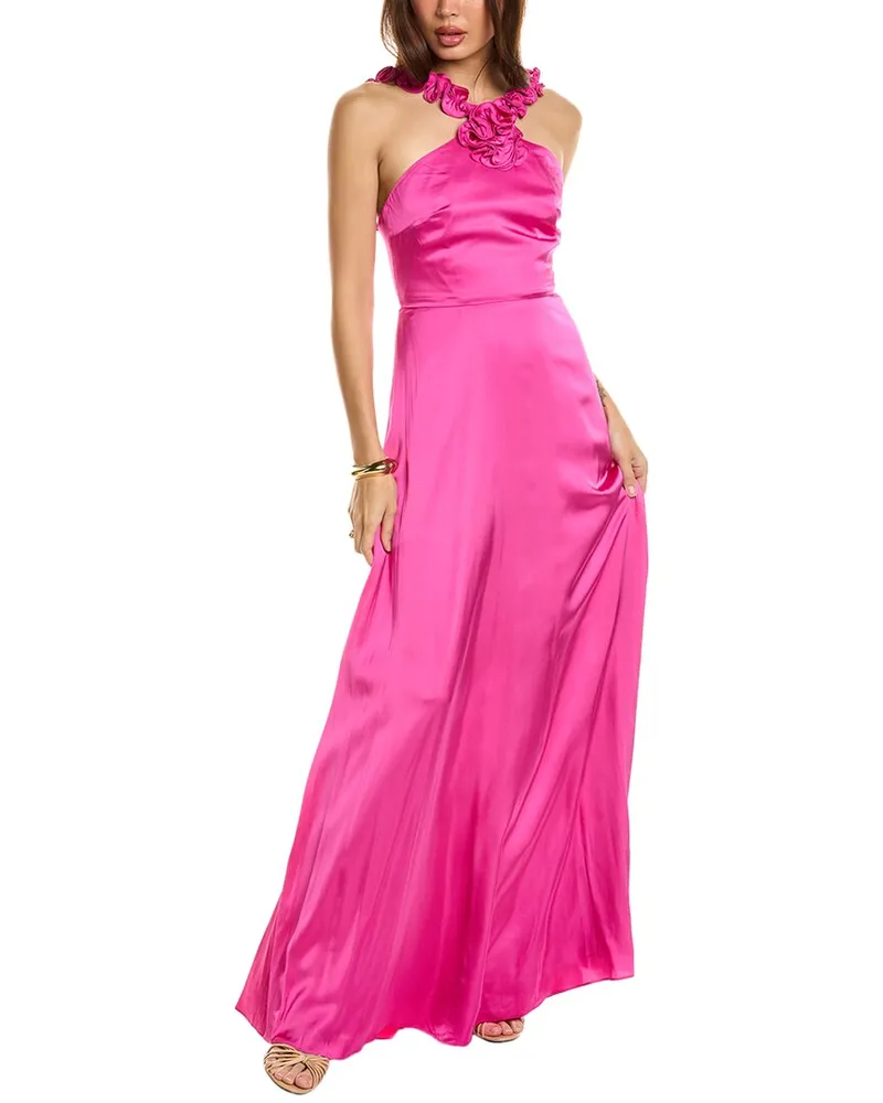 AMUR Priyanka Rosette Maxi Dress Pink