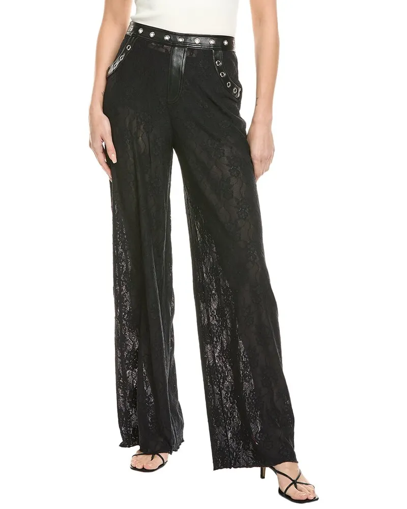WeWoreWhat Lace Wide Leg Pant Black