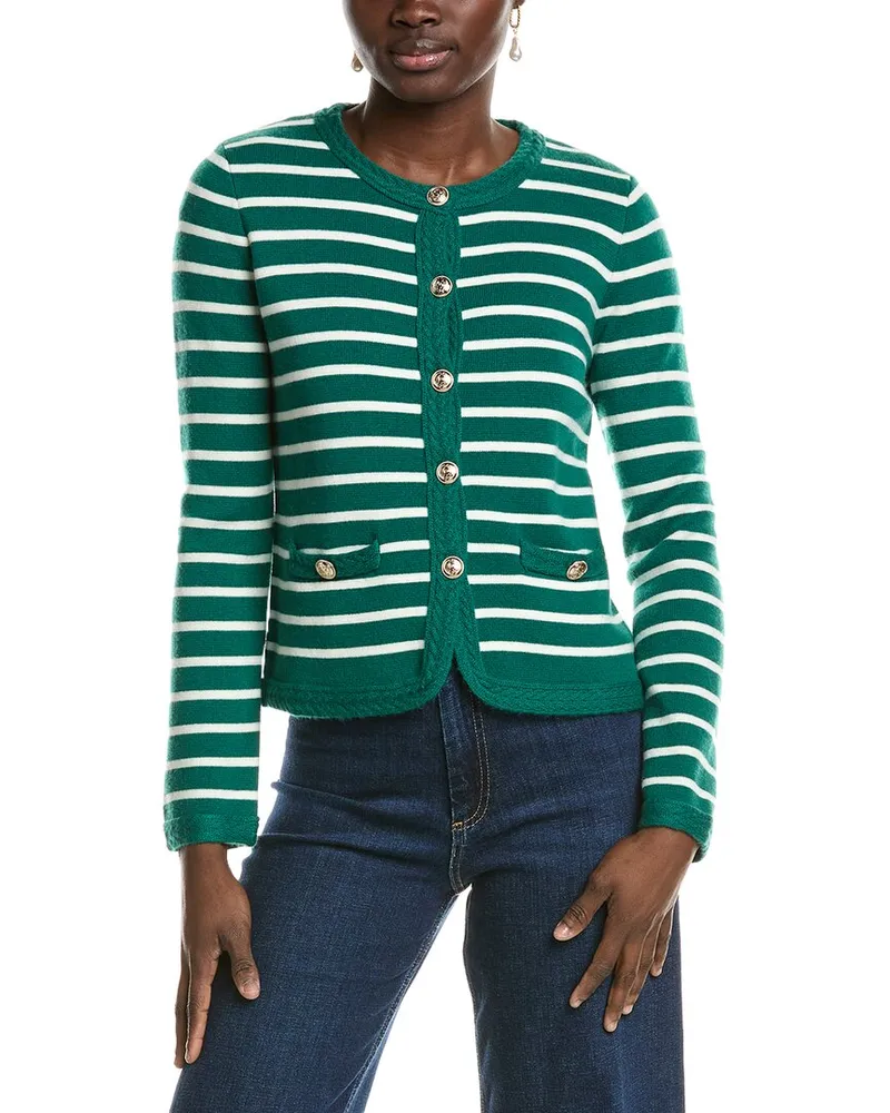 Elie Tahari The Makena Wool & Cashmere-Blend Cardigan Green