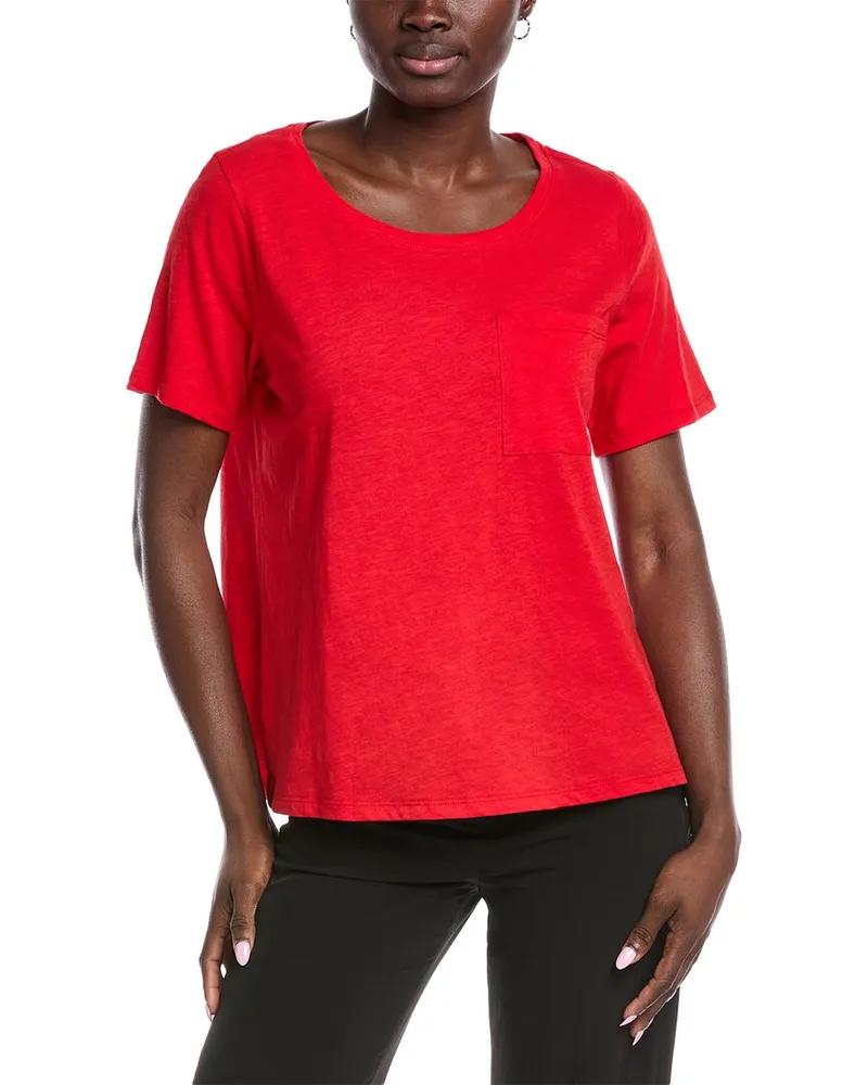 Eileen Fisher Slubby Jersey Pocket T-Shirt Red