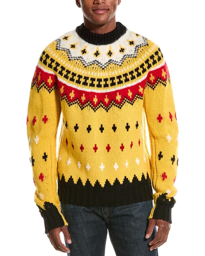 Moncler Wool & Alpaca-Blend Crewneck Sweater Yellow