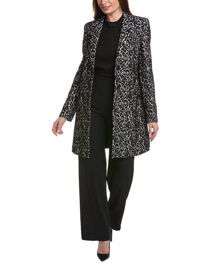 Michael Kors Bonded Lace Reefer Coat Black