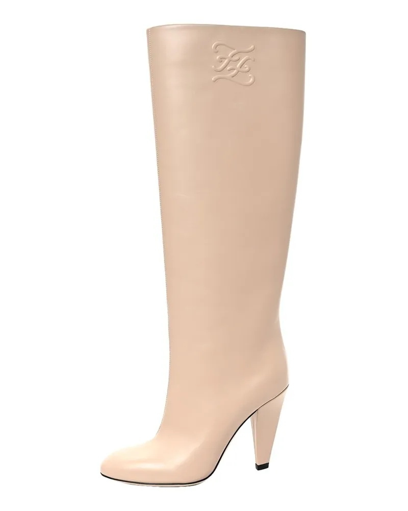 Fendi Leather Karligraphy Embossed Knee-High Boot, Size 35 (Authentic Pre-  Loved Nocolor