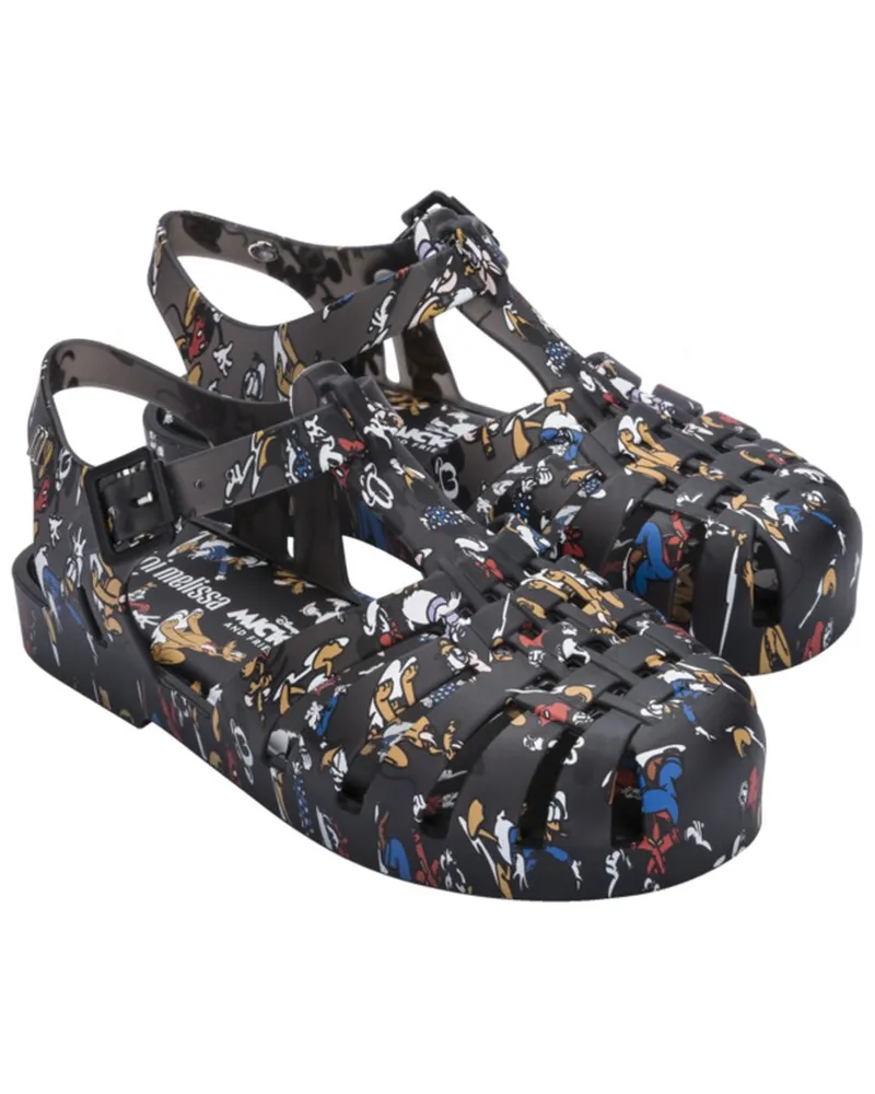 Melissa Mini Poss Print + Mickey & Friends Sandal Black