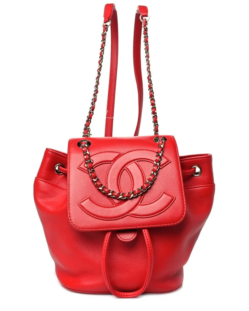 Chanel Red Lambskin Leather CC Mania Backpack (Authentic Pre-Loved Nocolor