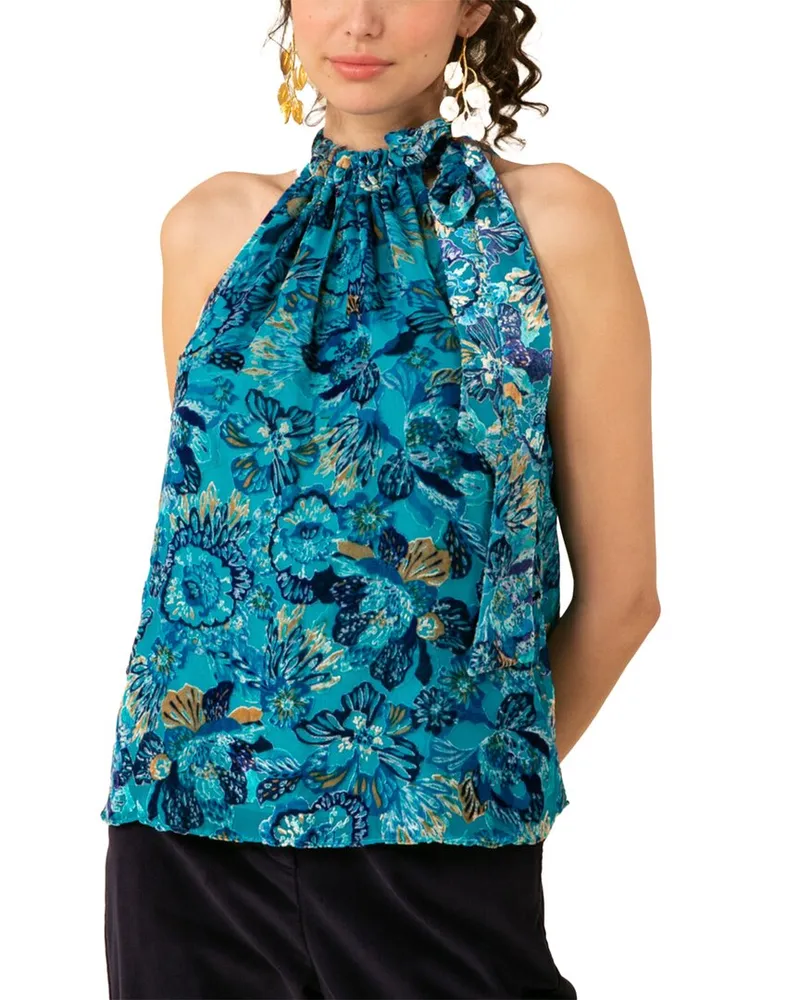 Hale Bob Velvet Burnout Silk-Blend Top Nocolor
