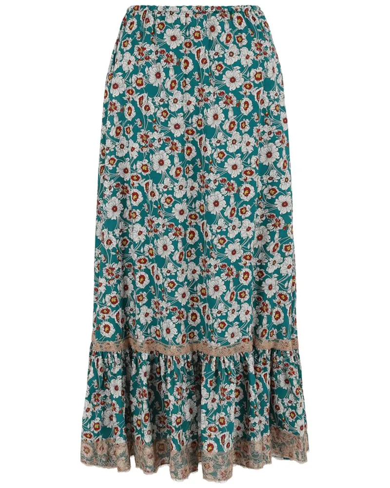 Gucci Lace-Trimmed Floral Maxi Skirt Nocolor