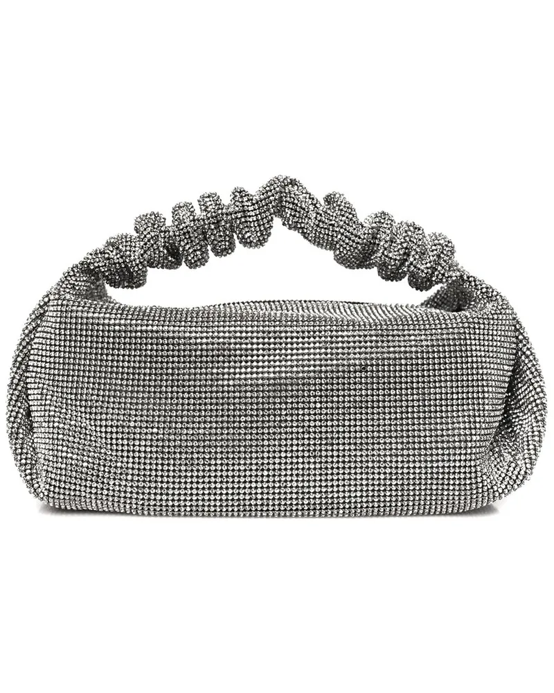 Alexander Wang Silver Metal Mesh Crystal Rhinestone Mini Scrunchie Clutch  (Authentic Pre-Loved Nocolor